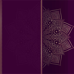 Detailed pattern Mandala with Purple and Golden Color.