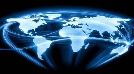 Fototapeta premium Global Network Connections Illuminated World Map (1)