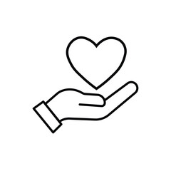 Hand Heart Favourite - Rating And Reviews Thin Line Icon