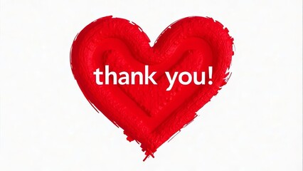 Fototapeta premium Red textured heart with thank you message in white