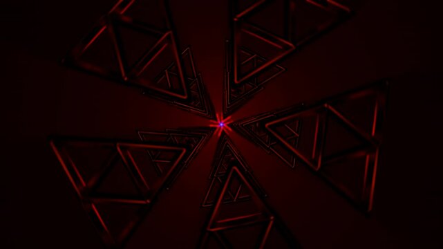 Abstract Pulsating Neon VJ Loop With Rotating Geometric Shapes