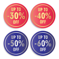 Special offer discount for christmas with different percentage. Sale offer emblem set