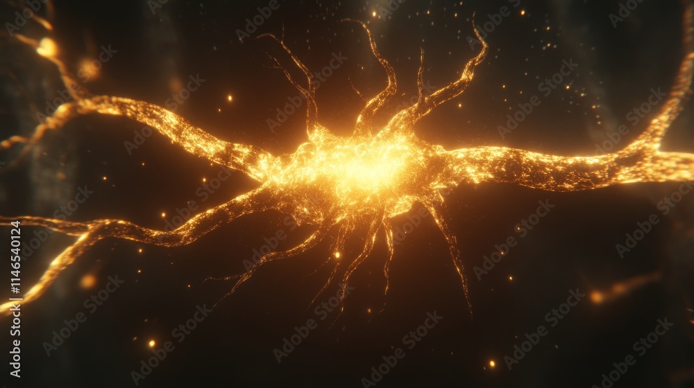 Poster glowing neural network visualization brain cell structure
