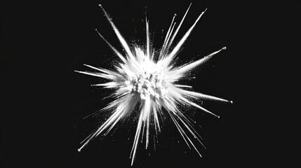Fototapeta premium White Powder Explosion Isolated on Black Background Capturing Dynamic Motion and Energy in a Stunning Illustration