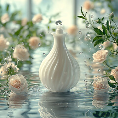 Pure Radiance: Vanilla Cosmetic Bottles in Elegant Display