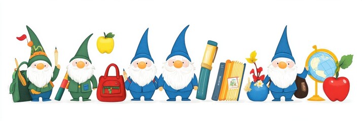 Fototapeta premium Collection of cute gnome character.