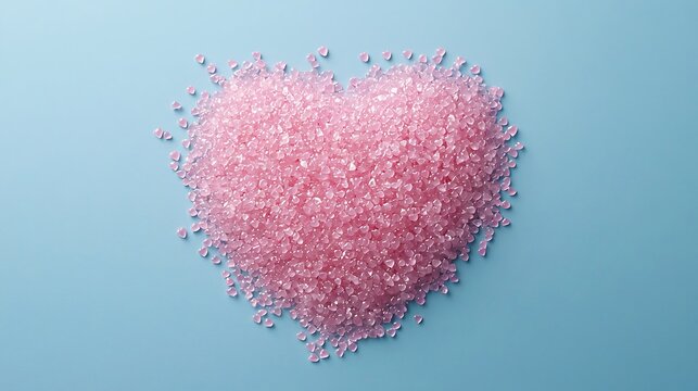 Pink Heart Shaped Beads on Blue Background