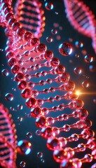 Obraz premium Spiral of DNA double helix or Collagen and Elastin with shiny light bokeh on beautiful background for science and beauty product concept.