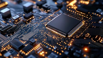 High-Resolution Close-Up of Modern Electronic Circuit Board