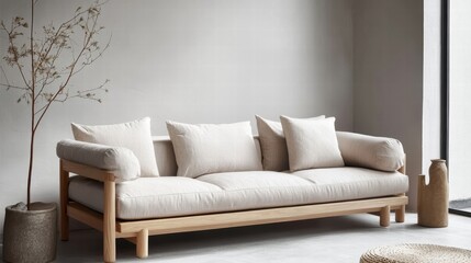 Fototapeta premium modern minimalist sofa in light neutral tones