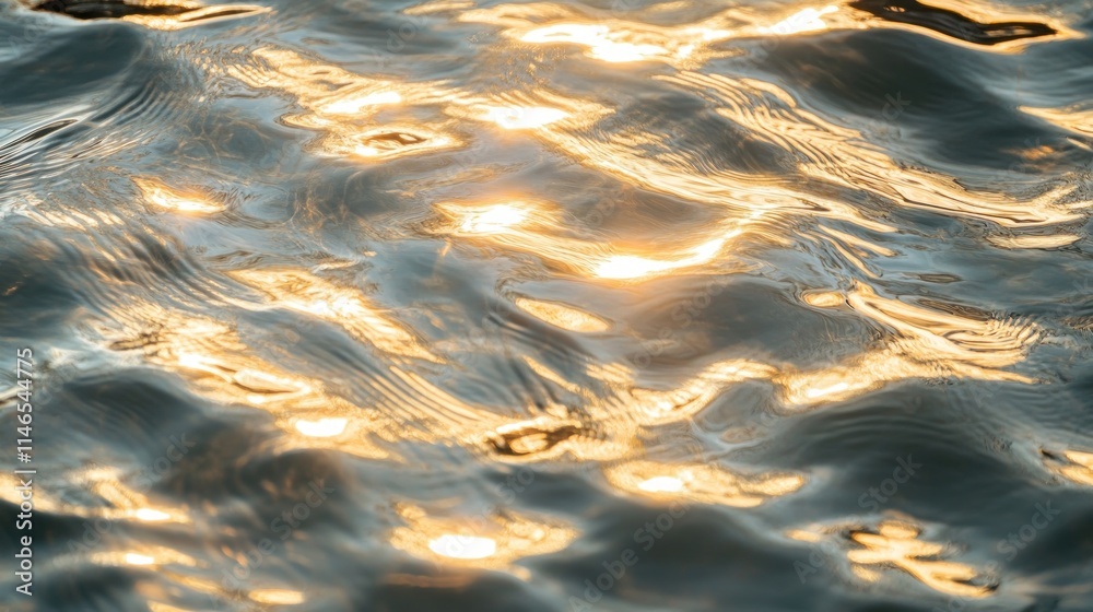 Aufkleber Reflections on water with shimmering light creating a tranquil atmosphere.