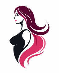 Elegant Lady Body Profile Silhouette: Beauty, Hair Salon, Fashion Store, and Spa Logo Design.