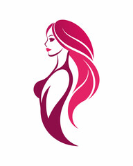 Elegant Lady Body Profile Silhouette: Beauty, Hair Salon, Fashion Store, and Spa Logo Design.
