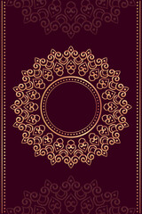 Vintage Style Ornamental Mandala with golden border.