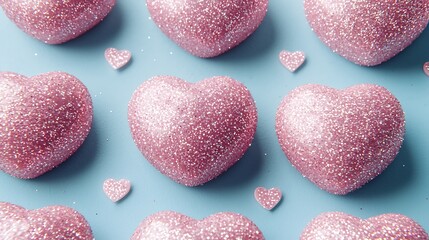 Obraz premium Pink Glitter Hearts Romantic Valentine s Day Background