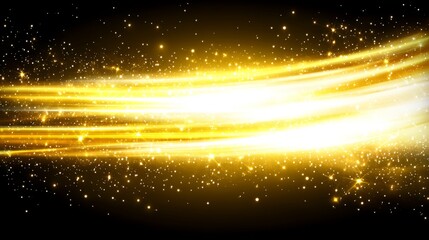 Obraz premium Golden Light Streaks and Sparkling Stardust Background