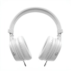 Fototapeta premium Sleek White Earphones. Modern Audio Equipment Rendered in 3D on a Clear Background
