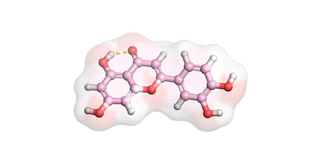 Luteolin, FlavLuteolin, Flavone, antioxidant/ anti-inflammatory nutraceutical, 3D molecule 4K
