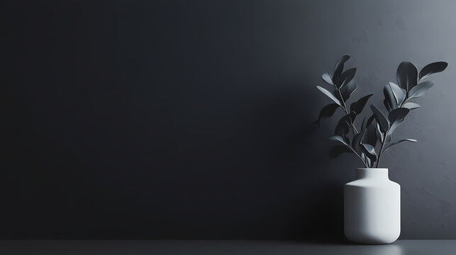 A minimalist black background, ideal for showcasing products or artwork, emphasizing simplicity and elegance. Shadowed. Illustration