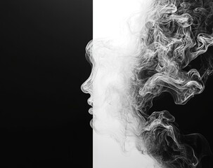 Fototapeta premium Smoky Face Illustration | Artistic Portrait | Fume Effect | Abstract Art | Black and White, Smoky Face Illustration | Artistic Portrait | Fume Effect | Abst