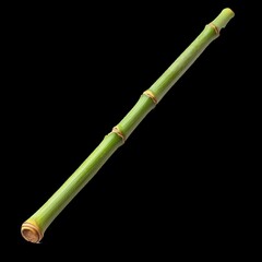 Vertical Close-Up of a Fresh Green Bamboo Stick on a Black Background Highlighting Texture and Natural Beauty for Nature-Themed Projects and Designs