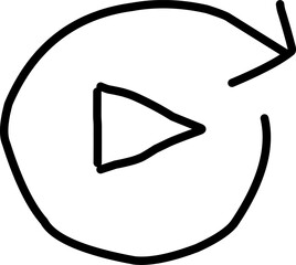 Video play button like simple replay icon isolated. Flat design. Vector Illustration