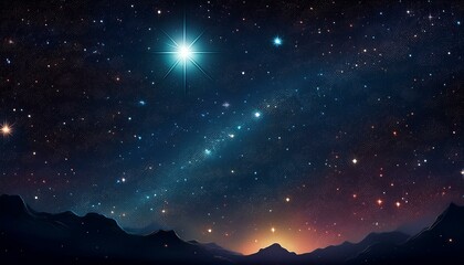 Fototapeta premium Gorgeous dark night sky with a single very bright star