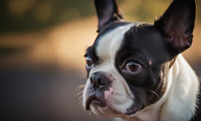 Close-up of a Boston Terrier Dog