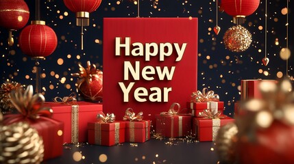 Happy New Year. New year celebration on set background