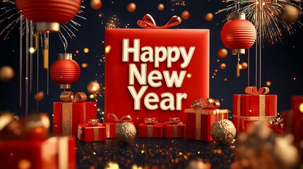 Happy New Year. New year celebration on set background