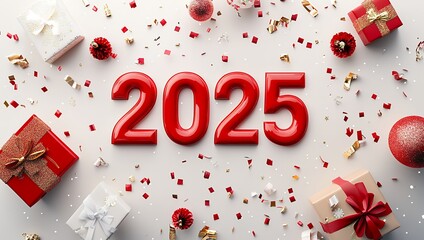 Happy New Year. 2025 new year celebration on set background