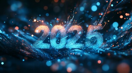 Happy New Year. 2025 new year celebration on set background