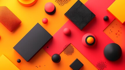 Abstract 3d render modern design with bold colors and curved shapes blending into a seamless gradient background