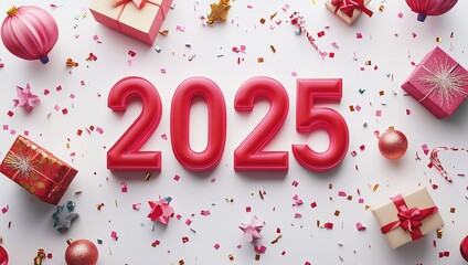 Happy New Year. 2025 new year celebration on set background