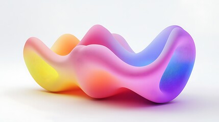 Abstract 3d render modern illustration with bold glowing wave-like shapes and vivid colorful gradients