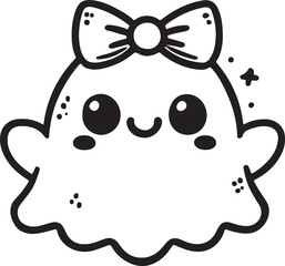 Happy ghost cartoon silhouette vector illustration