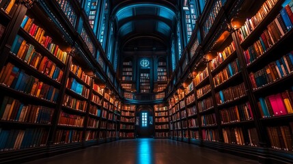 Fototapeta premium Grand Library Interior A Sanctuary of Knowledge and Books