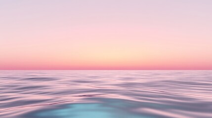 Obraz premium Serene ocean view at sunset with soft pastel colors reflecting on the water's surface.