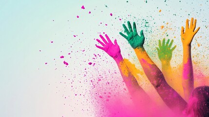 Colorful Holi Festival Celebration with Vibrant Powder in Air