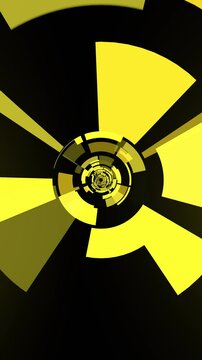 Looping futuristic tunnel intro, Endless infinite technological sci fi tunnel animation, Camera fly through hud elements