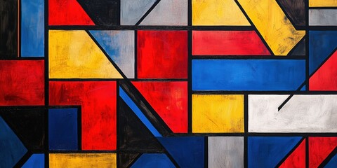 Abstract Geometric Art with Primary Colors: A Tribute to Modern Design