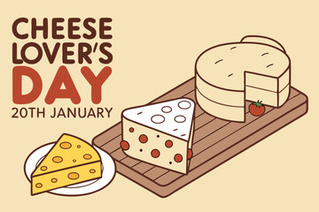 Cheese Lovers Day text banner. inscription card National Cheese Day, january 20th. Vector illustration isolated on solid background.
