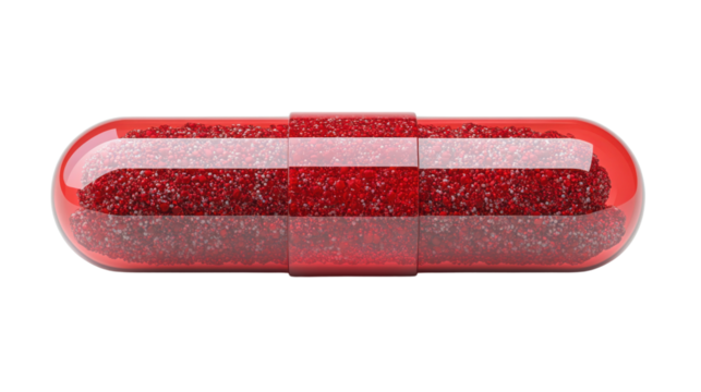 Red Capsule isolated on white background 