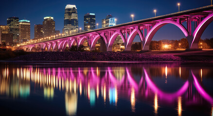 Illuminated Urban Bridge at Twilight