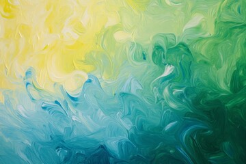 Fototapeta premium Photo of Many rough green and yellow smears of acrylic oil paint on flat surface. Background texture for backdrops or mapping