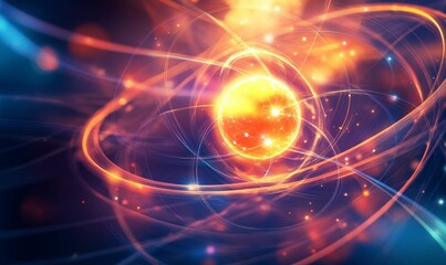 Obraz premium Glowing sphere, swirling energy, vibrant colors.