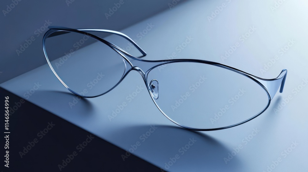 Aufkleber sleek, modern eyeglasses resting on a surface with soft lighting.