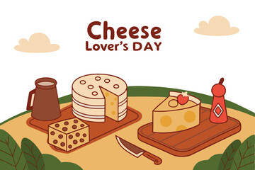 Cheese Lovers Day text banner. inscription card National Cheese Day, january 20th. Vector illustration isolated on solid background.