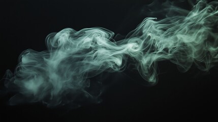 A wisp of green smoke against a black background, taken with a wide-angle lens.