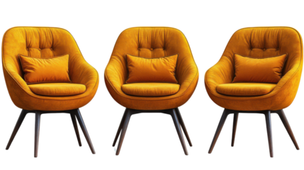 yellow and red chairs isolated on white background 